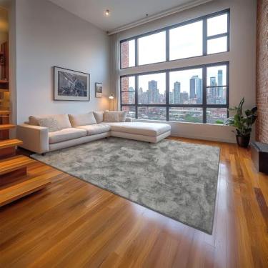 Imagem de Tapetes São Carlos - Tapete Foffo Chumbo | Felpudo c/Fios de 15mm em Poliéster | Toque Macio, Lavável e Aconchegante p/Sala | 0,6cm x 3m x 4m