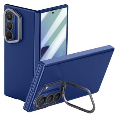 Imagem de LYJSMGZ Capa fina para Samsung Galaxy Z Fold 7, protetor de tela frontal com dobradiça automática, capa de metal com função de suporte para câmera, azul, dobra 7