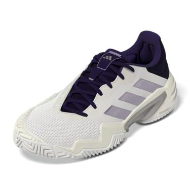 Imagem de adidas Tênis feminino Barricade 13, Branco/ameixa em pó/ameixa aurora, 36
