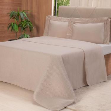 Imagem de Kit Colcha Bordado Inglês Casal - Bene Casa, Casal, BRUMA AZUL