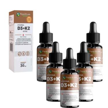 Imagem de Kit 5 Vitamina D3 2000ui + K2 Liquida 5x30ml Floral Ervas do Brasil - 