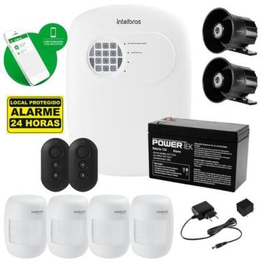 Imagem de Kit Alarme Sem Fio Intelbras 4 Infra, 2 Sirenes, 2 Controles e Bateria