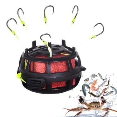 Imagem de Gaiola de isca inferior reversa, gaiola de isca de rotação automática com 6 ganchos de pesca para peixe-gato de tilápia, carpa, tilápia, peso adequado de 3,3 a 4 kg