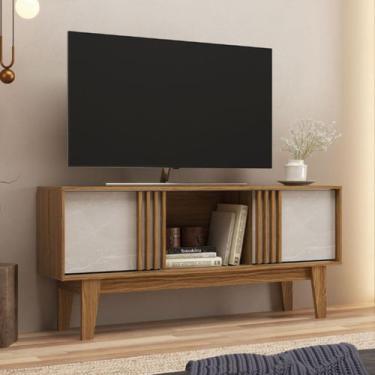 Imagem de Rack para TV Até 60 Polegadas Ripado Naturalle/Petra - Decibal, Bege, 