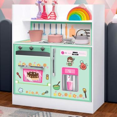 Imagem de Estante para Livros Magia 2 Portas 1 Gaveta Branco Verde - Gabrielli M