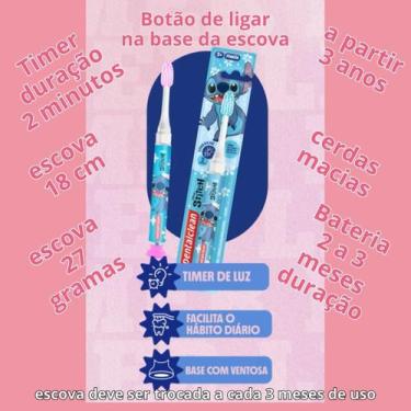 Imagem de Escova dentes stitch com pisca luzes coloridas - rosa - DENTALCLEAN