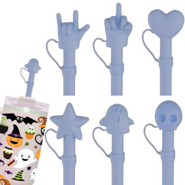 Imagem de Doboli Canudo de silicone longo de substituição de 30,5 cm com capa, compatível com Stanley Owala Copo de copo de 1,134 g 850 g, pacote engraçado com 6 canudos reutilizáveis com escova de limpeza