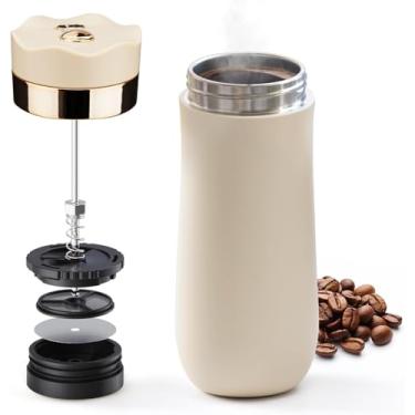 Imagem de BRBHOM The Original Prensa Francesa Portátil Aço Inoxidável Cafeteira Premium Isolada a Vácuo Caneca de Viagem Prensas Francesas Hot & Cold Brew (OFF-WHITE)