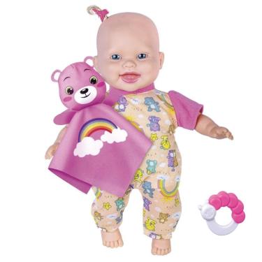 Imagem de Boneca Soffi Rainbow Baby Corpo de Pano Com Naninha Ursinho