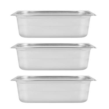 Imagem de Kit Três Cubas Gastronomica Padrão Gn 1/3 150mm Inox sem Alça Weck