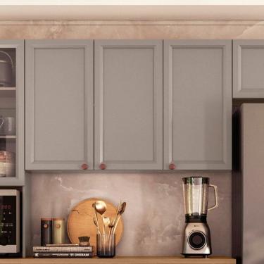 Imagem de Armário Aéreo para Cozinha 120cm 3 Portas Unna Gris