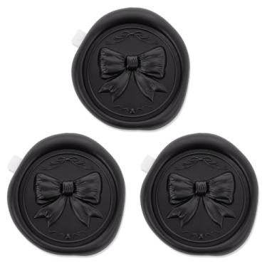 Imagem de Zaamwoyy Adesivos de lacre de cera para convites de casamento 50 peças 3D autoadesivo vintage lacre de cera para convite, envelopes, embrulho de presente, Natal preto