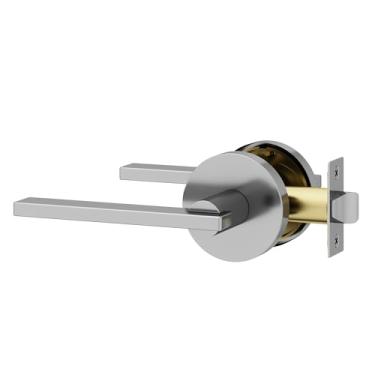 Imagem de Okun Valli 1 maçaneta para porta de passagem para banheiro e quarto interior reversível em cromo