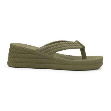 Imagem de Chinelo Sandalia Feminina Tranças Confortavel Resistente Cor Verde Mil