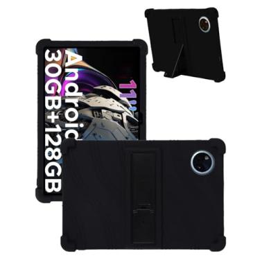 Imagem de Capa para tablet DOOGEE Tab A9 Pro+ de 11 polegadas, capa de silicone macio para crianças com suporte ajustável (preto)