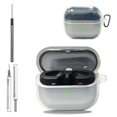 Imagem de Capa transparente para Samsung Galaxy Buds3 FE, capa protetora de TPU ultramacia com chaveiro, cordão e kit de limpeza, proteção total, amarelamento reduzido, transparente