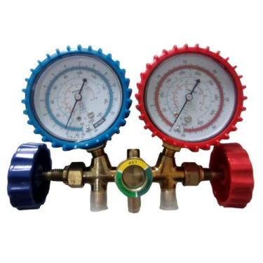 Imagem de Kit Manifold Alta e Baixa  R22, R134, R404, R12 Mangueiras 90cm Vulkan