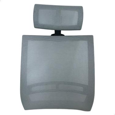 Imagem de Encosto Telado para Cadeira Presidente, Mesh Ergonômico, Cinza, com Suporte Ajustável,Apoio de Cabeça e Ventilação Contínua