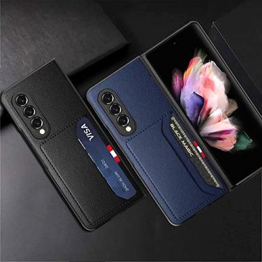 Imagem de Capa fina de couro fosco antipoeira para Samsung Galaxy Z Fold 5 3 4 Fold4 Fold2 Fold5 Fold3 Fold 2 5G Bolsa para celular com bolso para cartão, cinza, para Samsung Z Fold 2