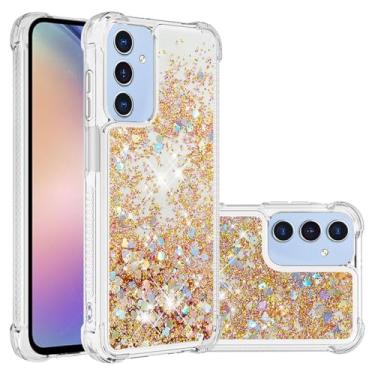 Imagem de Capa de telefone areia movediça com brilho líquido dinâmico para samsung galaxy a05 a05s 4g a15 5g capa de silicone, ouro, para galaxy a15 5g