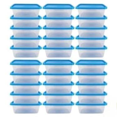 Imagem de Kit Pote 500ml C/ 30 Unidades BPA Free Marmitas Fitness Organizador de Alimentos Freezer Micro-ondas (Azul)