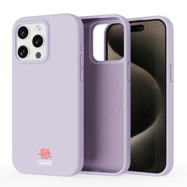 Imagem de VonnerX Compatível com iPhone 15 Pro Max Case & MagSafe, capa protetora de silicone líquido fino com aroma rosa, capa de telefone leve com acabamento fosco suave, inclui adesivos de desenho animado