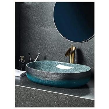 Imagem de Banheiros Bancada Bacia Oval Cerâmica Banheiro Bacia Vaso Pia Torneira Com Slot De Transbordamento Banheiro Pia De Lavatório