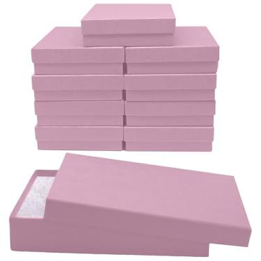Imagem de Novel Box Caixa de presente rosa 14 x 9 x 2,5 cm com enchimento de algodão | Caixa de joias de papelão | Caixas de presente pequenas com tampas feitas nos EUA | Caixas para pulseiras, colar e brincos