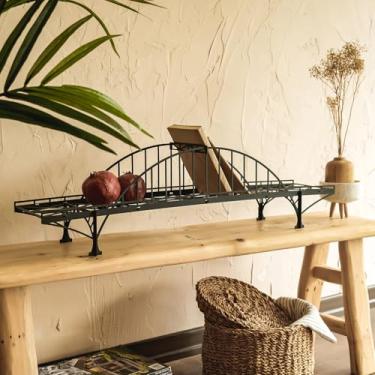 Imagem de Prateleira de ponte de metal – Prateleira flutuante de ferro para uso na parede ou na mesa – Rack decorativo para livros, plantas e decoração de casa – Montagem na parede ou mesa (preto loftesnes)