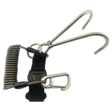 Imagem de Vaveren Bobina de mergulho Landyard, anti-perda, com fivela de metal de liberação rápida, para câmera fixa, luz, ferramenta, foto subaquática, Preto