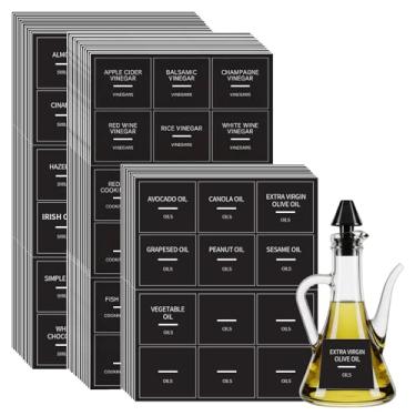 Imagem de 192 etiquetas de óleo e vinagre, adesivos de condimentos pré-impressos, etiqueta de dispensador de azeite, etiquetas de cozinha para garrafa de xarope e organização de dispensador