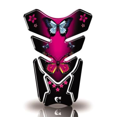 Imagem de Protetor De Tanque Adesivo Moto Honda Yamaha Suzuki Borboleta Rosa Pink