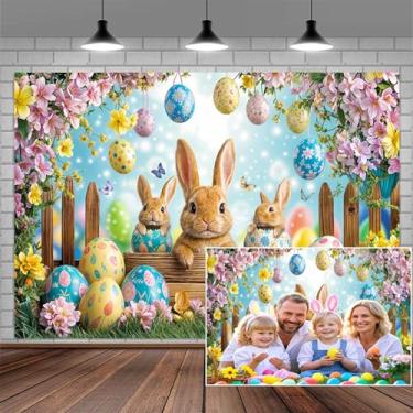 Imagem de 3 x 2,4 m, cenário fotográfico de feliz páscoa, coelho engraçado, ovo de páscoa, pano de fundo para crianças, casa de fazenda, primavera, coelhinho, fofo, decoração de festa, cenários para fotos