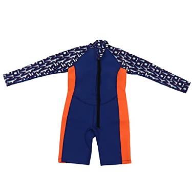 Imagem de Cryfokt Crianças Terno de Mergulho Macio e Confortável Neoprene Borracha Náilon Manga Longa maiô Unisex Tipo para Crianças (Tamanho 10)