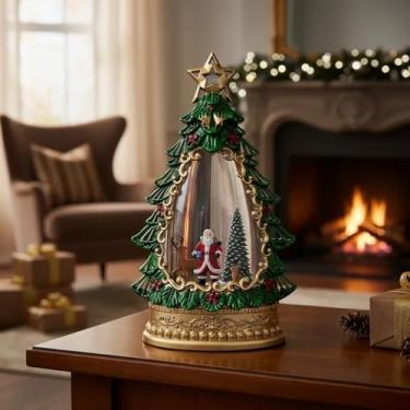 Imagem de Luminária Enfeite Natalino Musical Decorativa de Natal de Luxo em Forma de Árvore – Globo de Neve com Papai Noel e Iluminação LED Decoração Natalina (PAPAI NOEL ARVORE)
