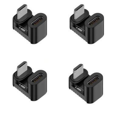 Imagem de chenyang Pacote com 4 adaptadores USB C para micro USB, micro USB macho para USB C fêmea, conector conversor angular de 180 graus, compatível com sincronização de dados de carregamento