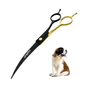 Imagem de Tesoura Curva Para Tosa De Cães 7.5 Profissional Para Cães E Gatos - o