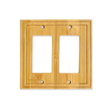 Imagem de Placa de cobertura para interruptor de luz de madeira 11,4 cm x 7 cm capas de placa de interruptor de madeira capas de tomada de madeira Woden placa decorativa de bambu decoração -M2