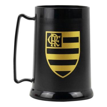 Imagem de Caneca Preta Gel Isolante Térmico 300ml - Flamengo-Unissex