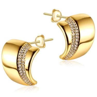 Imagem de FLORA BRINCO FOLHEADO A OURO 18K DETALHE EM ZIRCÔNIA CRAVEJADA (DOURADO)