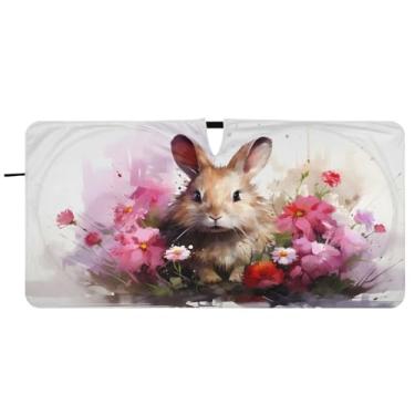 Imagem de CEBUGI Para-brisa de carro dobrável sombra de sol páscoa coelho janela de carro guarda-chuva para-brisa frontal para-sol para acessórios de carro legal bloqueador solar refletivo de carro, M