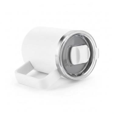 Imagem de Caneca Térmica Café 450ml Aço Inox 304 Parede Dupla + Tampa Vedada Leve, Resistente e Ergonômica Conserva Bebidas Quentes e Frias Para Trabalho, Escritório e Dia a Dia (Branco)