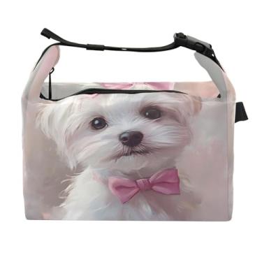 Imagem de STAYTOP Lancheira branca com gravata borboleta com fivela de alça, lancheira isolada para meninos e meninas lancheira para trabalho escolar