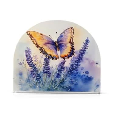 Imagem de Qilmy Porta-guardanapos de lavanda e borboleta para mesas – Porta-guardanapos para cozinha, porta-guardanapos de mesa, porta-guardanapos de coquetel, porta-guardanapos de papel180