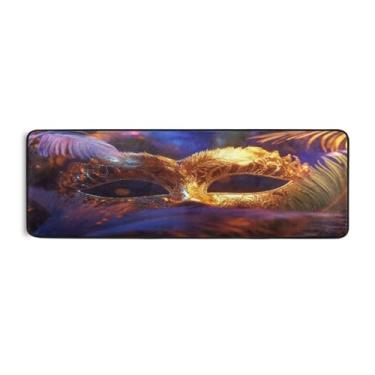 Imagem de Burbuja Tapete de corredor de máscara de carnaval 61 x 183 cm, tapete lavável antiderrapante com suporte de borracha, tapete para sala de estar, corredor, decoração de casa