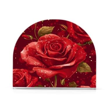 Imagem de xigua Porta-guardanapos rosa vermelha do dia dos namorados para mesas – Porta-guardanapos para cozinha, porta-guardanapos de mesa, porta-guardanapos de coquetel, porta-guardanapos de papel362