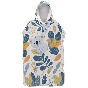 Imagem de Joisal Roupão de mudança de poncho de surfe para adultos toalha de natação com capuz bonito coala branco unissex poncho adulto com capuz