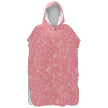 Imagem de Joisal Poncho de surfe para adultos trocador de roupão de praia com capuz toalha de natação plus size textura rosa bonito homens mulheres poncho com capuz