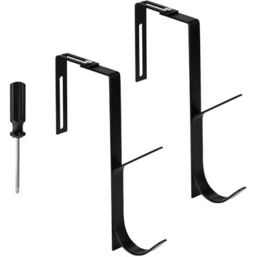 Imagem de 2 ganchos de parede ajustáveis de cubículo, ganchos de metal para porta de cubículo, cabides de cubículo com uma chave de fenda cruzada conjunto de cabides de divisória para painéis de espessura de