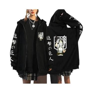 Imagem de Moletom Unissex Com Estampa Gráfica De Attack on Titan, Zíper, Casual 